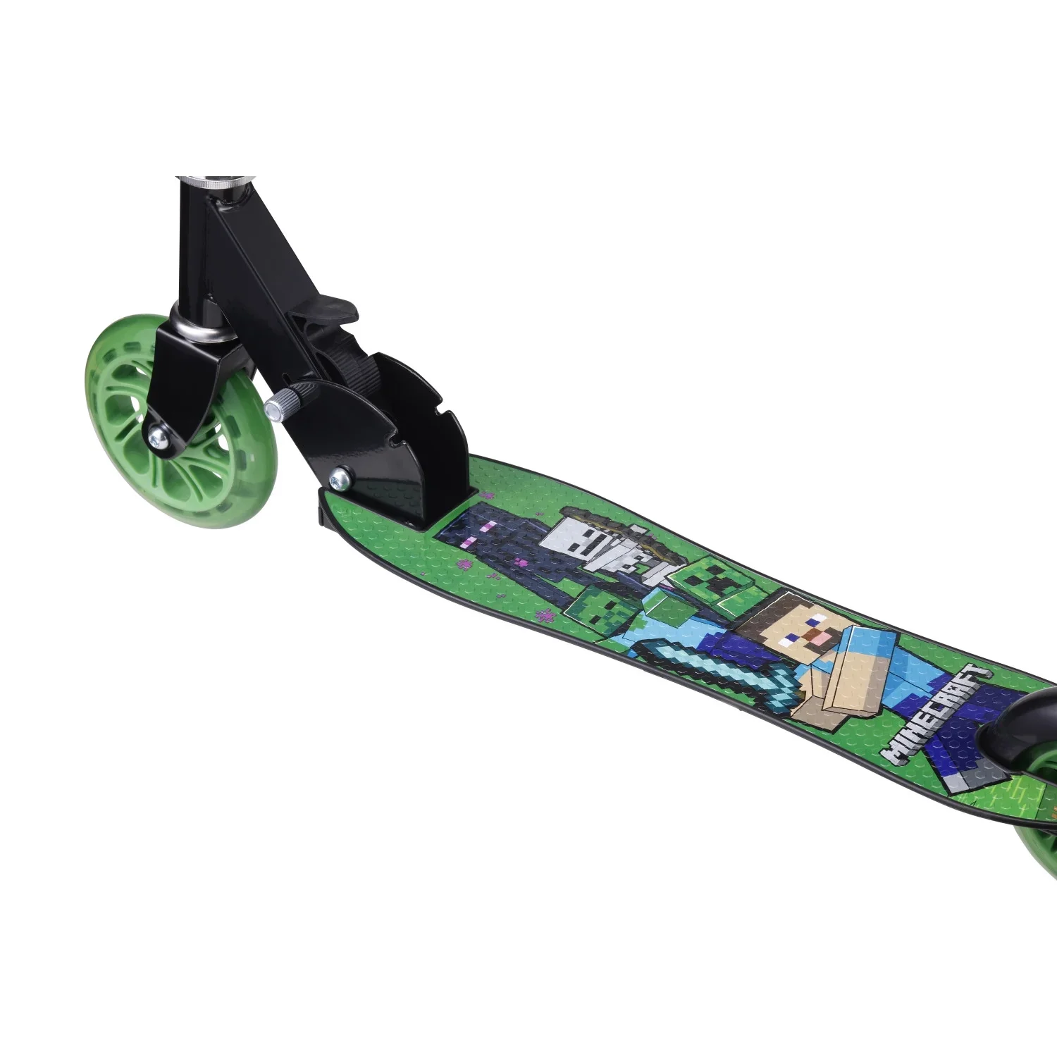 2-Wheel Minecraft Kick Scooter with Light-up Wheels, Foldable Scooter for Kids, Green - Image 4