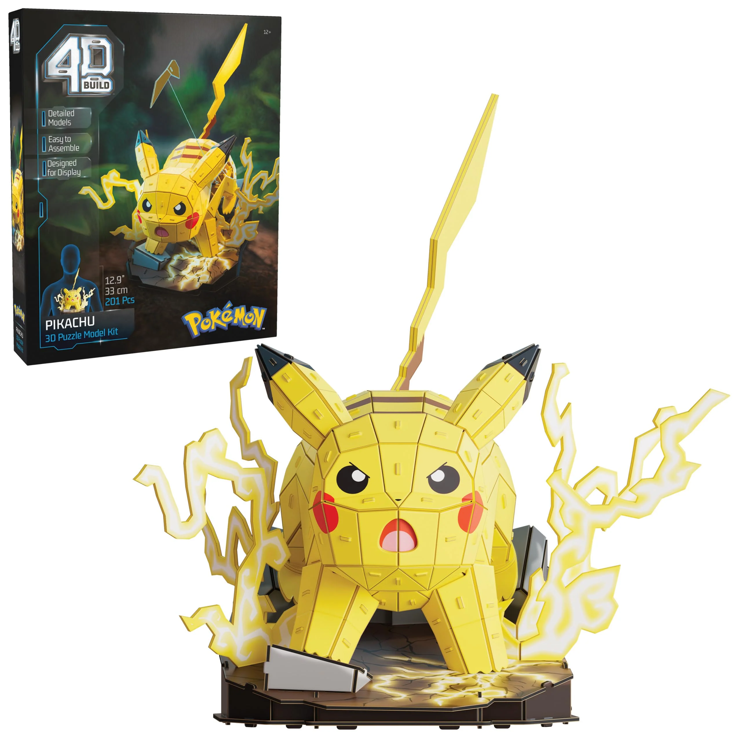 4D Build, Pokémon Pikachu 3D Model Kit, Pokémon Figure, Kanto First Partner Collection, Desk Décor, 201 Pieces, Gift Ideas for Ages 12 & Up
