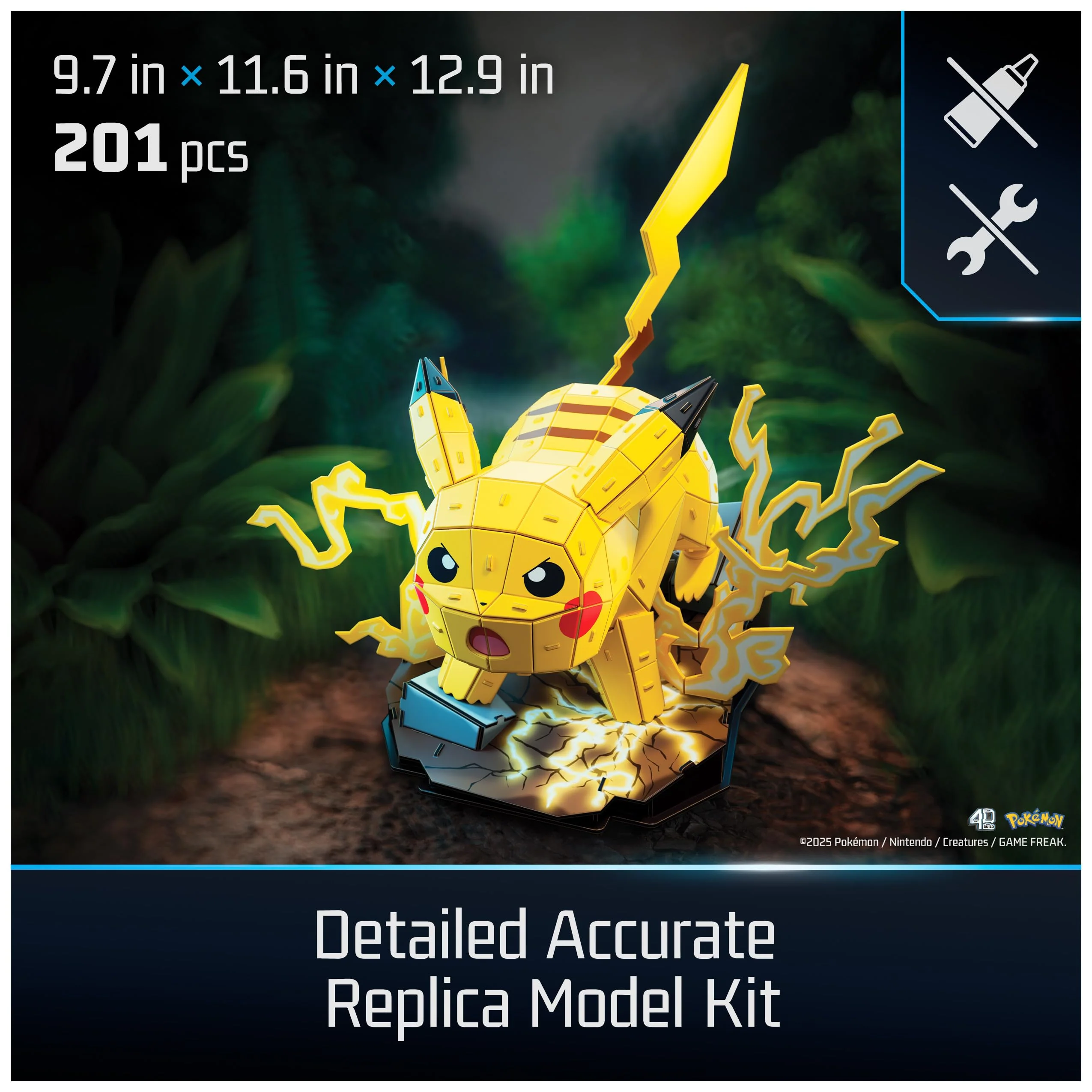 4D Build, Pokémon Pikachu 3D Model Kit, Pokémon Figure, Kanto First Partner Collection, Desk Décor, 201 Pieces, Gift Ideas for Ages 12 & Up - Image 7
