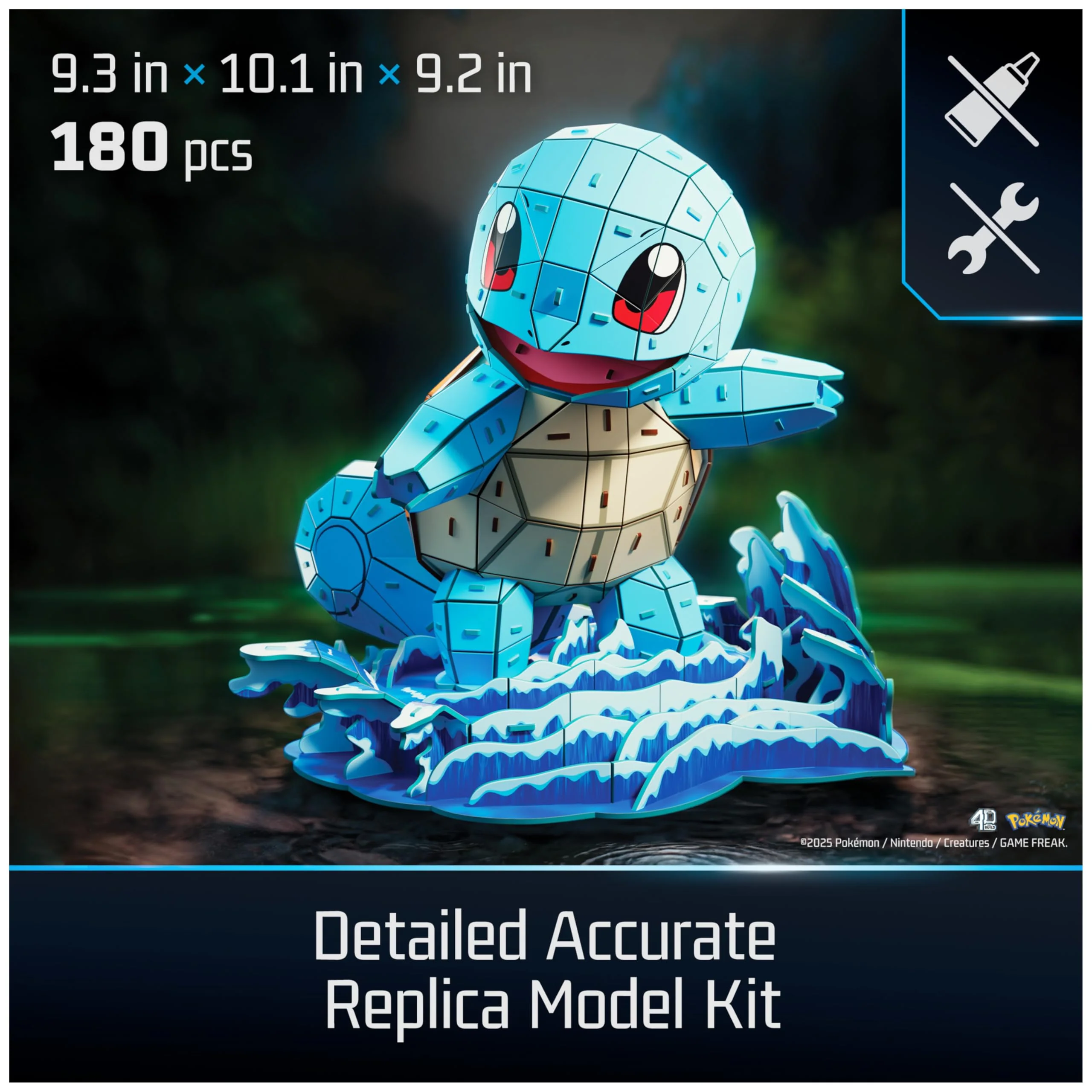 4D Build, Pokémon Squirtle 3D Model Kit, Pokémon Figure, Kanto First Partner Collection, Desk Décor, 180 Pieces, Gift Ideas for Ages 12 & Up - Image 7