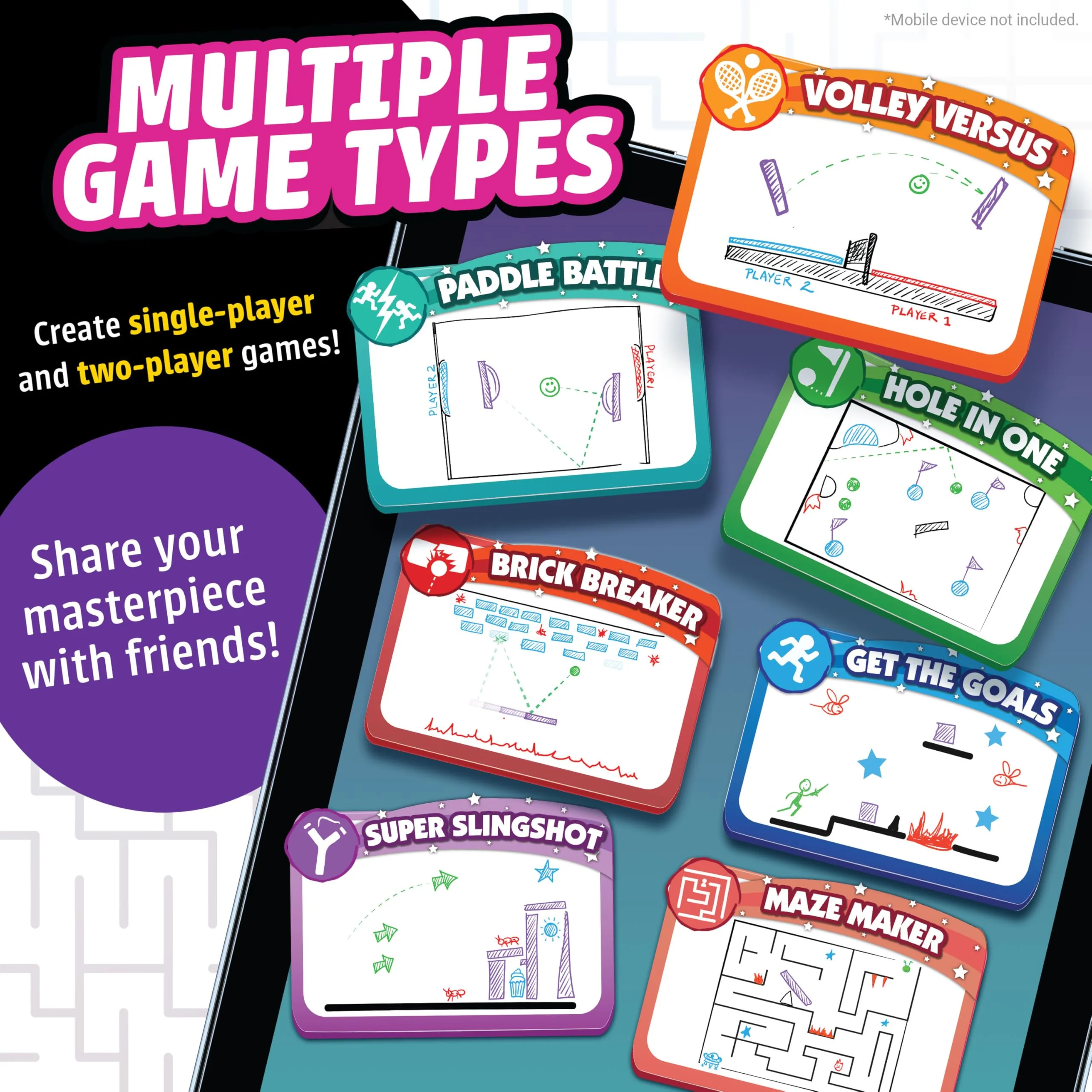 Abacus Brands Pixicade! Turn Drawings Into Playable Video Games! | Doodle & Draw, Snap Play & Share Instant Video Games! | Mobile Video Game Maker and Creation Studio! - Image 4