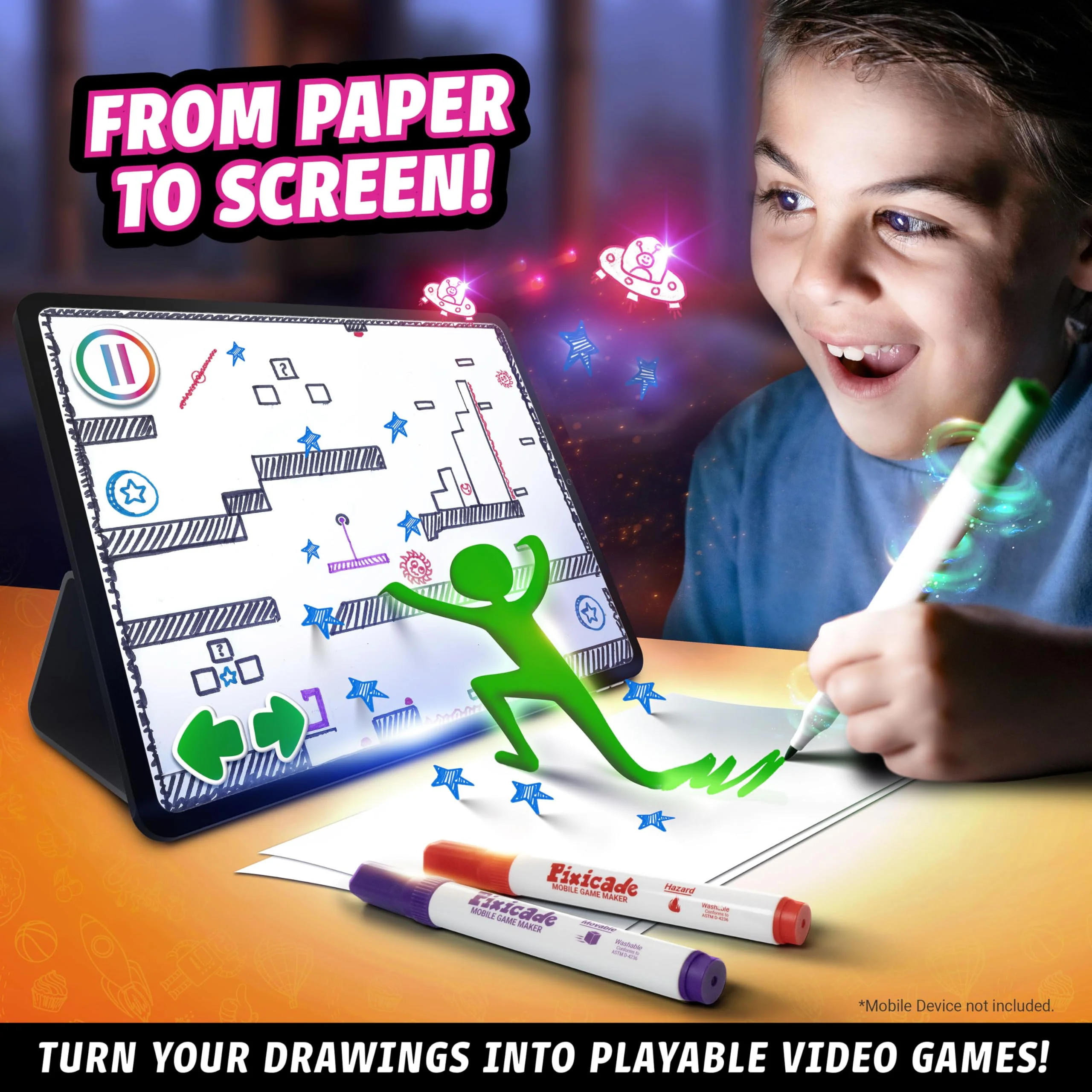 Abacus Brands Pixicade! Turn Drawings Into Playable Video Games! | Doodle & Draw, Snap Play & Share Instant Video Games! | Mobile Video Game Maker and Creation Studio! - Image 6