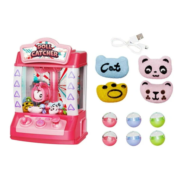 Arcade Candy Capsule Claw Game Prizes Toy, Electronic Small Toys, Claw Machine Arcade Game for Toddlers Girls Boys Best Gifts Pink 4 Dolls - Image 2