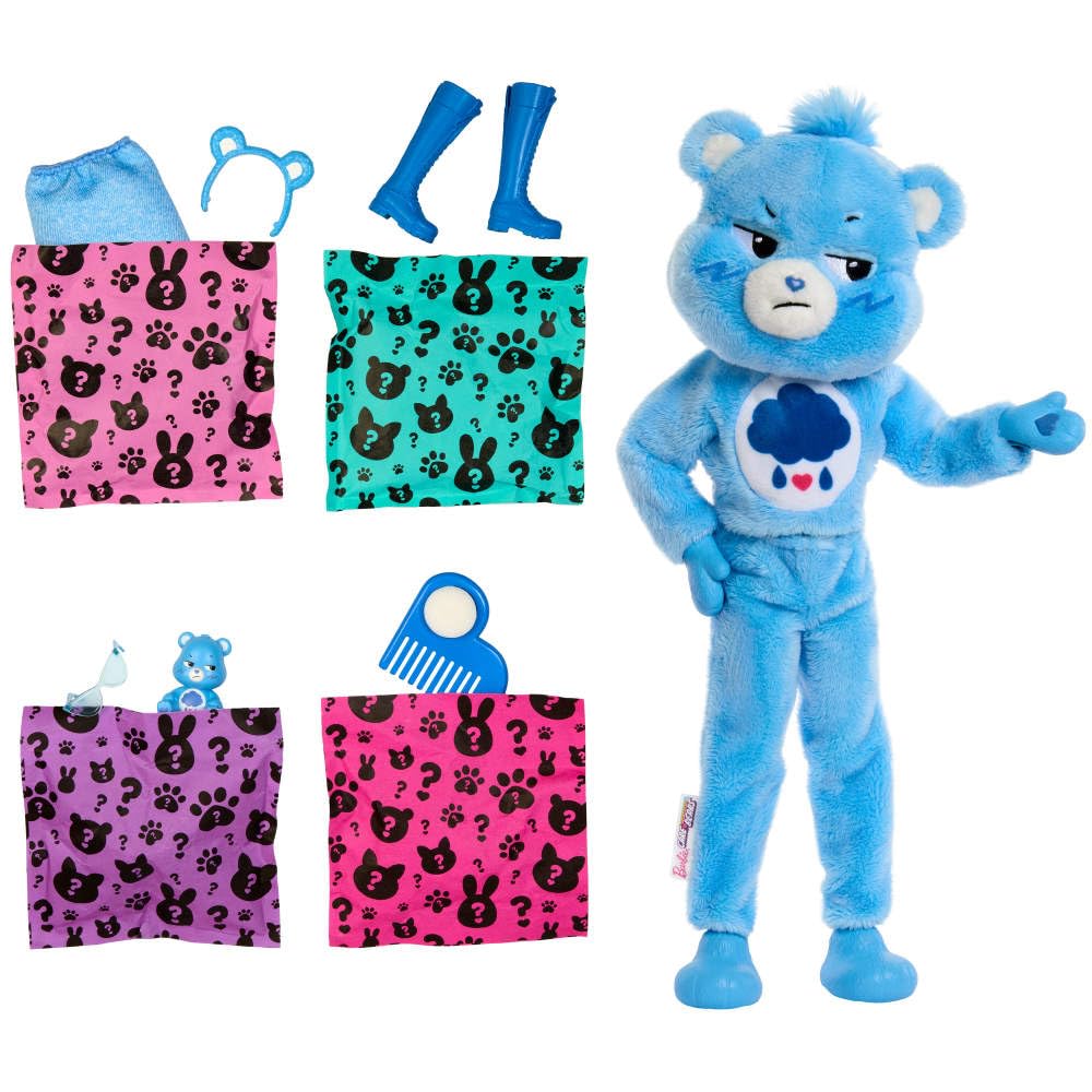 Barbie Cutie Reveal Care Bears Series Doll & Accessories Set with Grumpy Bear Costume & 10 Surprises Including Color Change & Mini Bear - Image 3