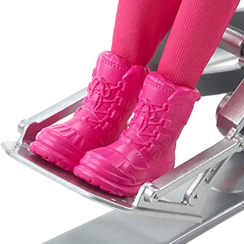 Barbie Winter Sports para Alpine Skier Brunette Doll with Shirt, Pants, Helmet, Gloves, Pole, Sit Ski & Trophy - Image 5