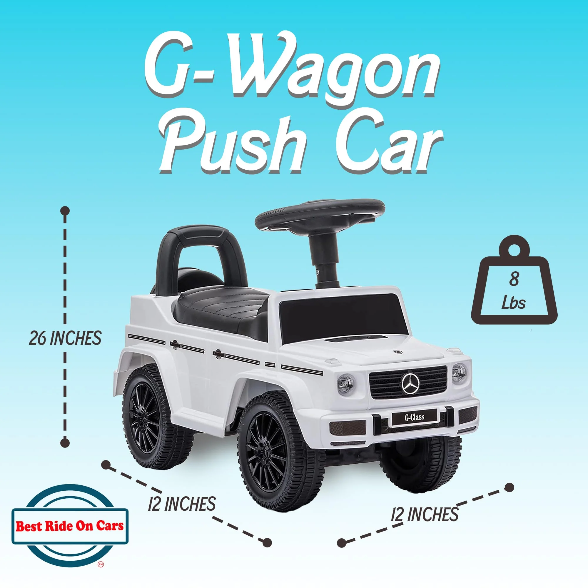 Best Ride On Cars Kids Outdoor Stroller Mercedes G-Wagon Push Car with Working Lights, Horn, and Music for Ages 1 to 3 years - Image 9