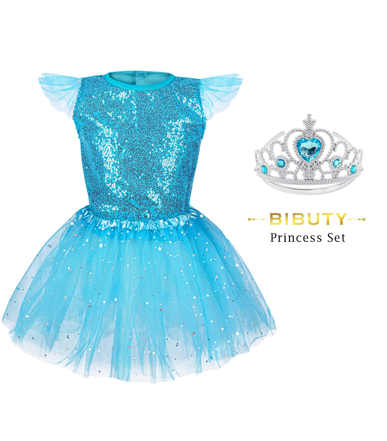 BIBUTY Princess Dresses for Girls Dress up Clothes Trunk, Pretend Play Costumes with 4 Sets of PrincesDresses/Wing/Headband, Princess Crown, Costumes Toys Gifts for 3-6yr Toddler Little Girls - Image 4