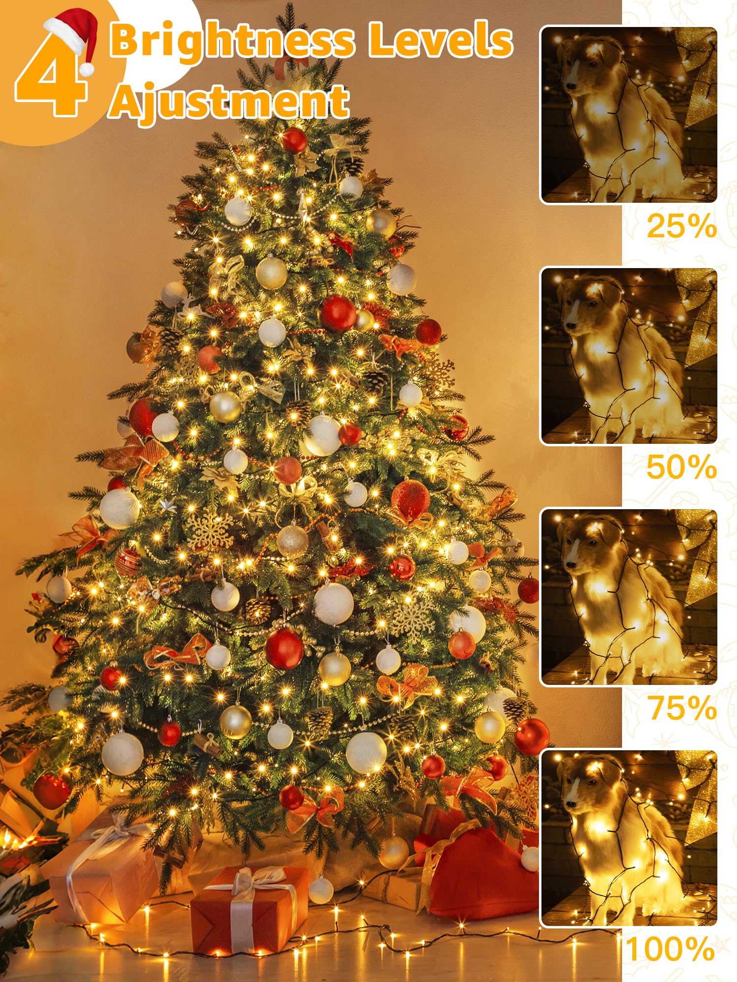 Christmas 500 LED 210FT Christmas Lights, Waterproof Outdoor String Lights with Remote and Timer, Christmas Tree Lights with 8 Modes Dimmable, Fairy Lights for Holiday Decor (Warm White) - Image 5