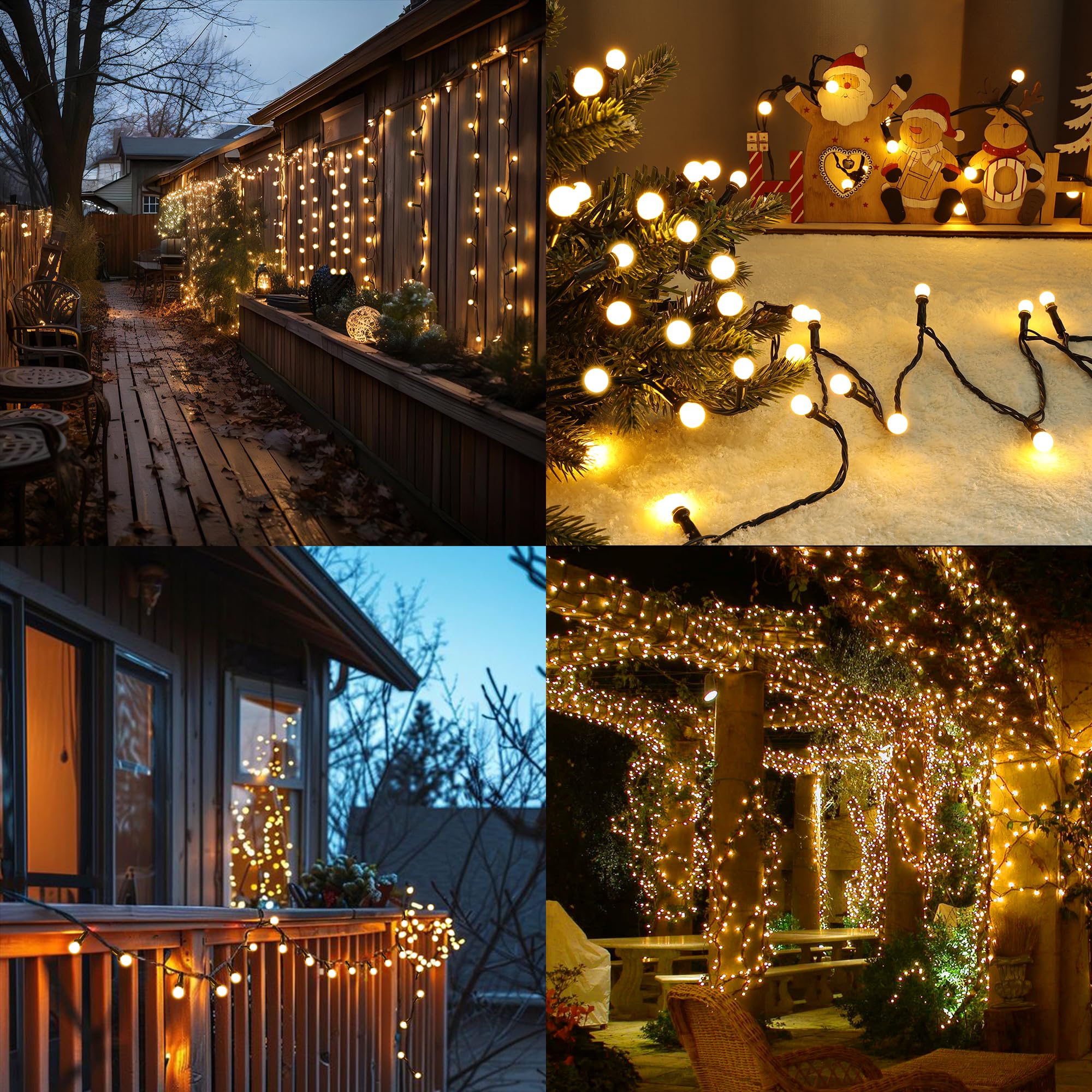 String Lights Warm White, 66ft 200 LED Christmas String Lights with Timer, 8 Modes Christmas Berry Lights, Xmas Tree Globe Lights Outdoor Mini Tree Light for Christmas Tree Home Party Patio - Image 2