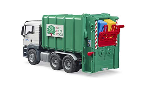 Bruder 03763 Man TGS Rear Loading Garbage Truck - Green - Image 4
