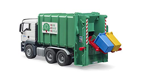 Bruder 03763 Man TGS Rear Loading Garbage Truck - Green - Image 5