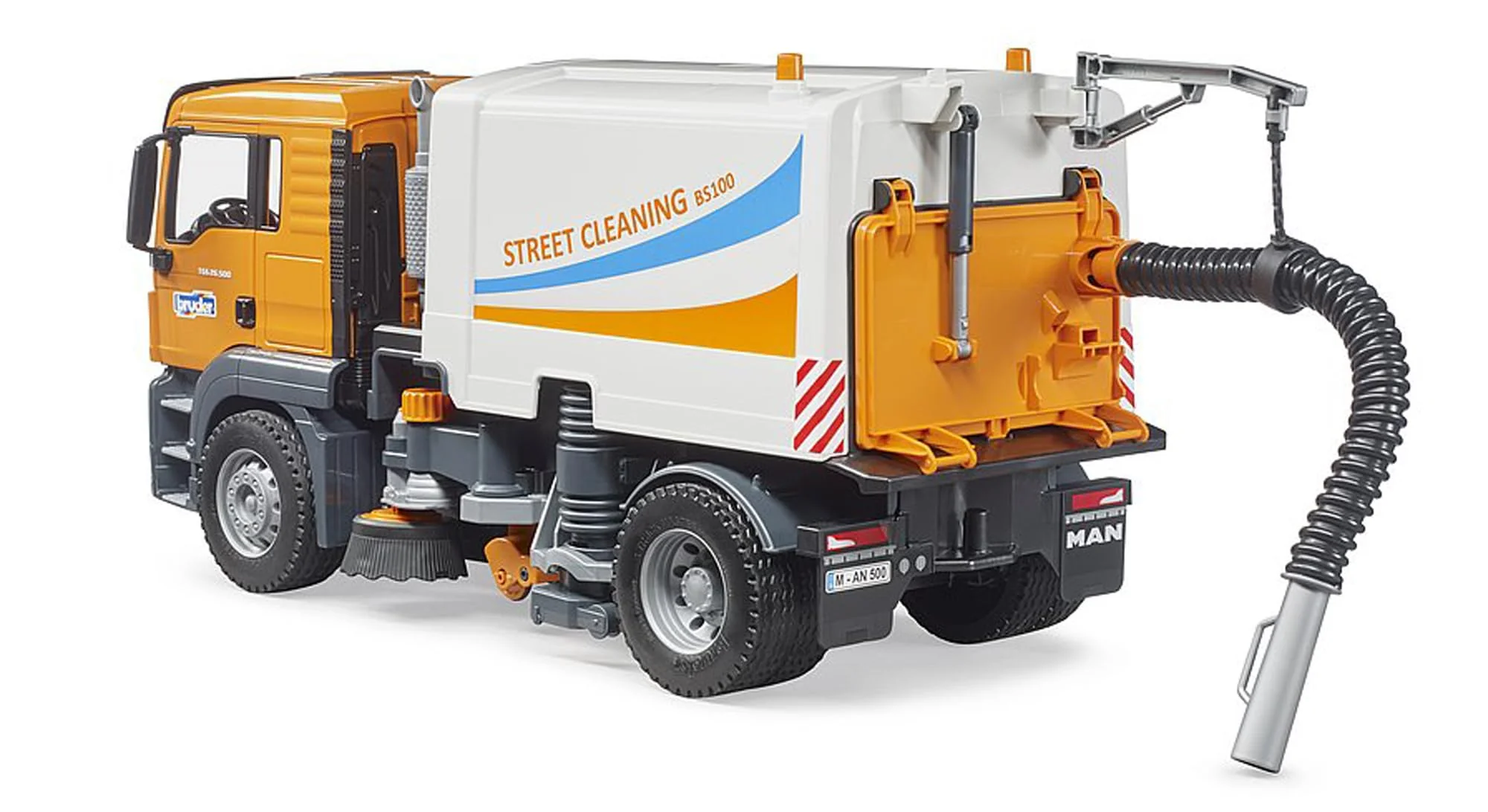 Bruder Toys - Commercial Realistic MAN TGS Street Sweeper Truck with Open-able Doors, Adjustable Brushes, and Flexible Hose - Ages 4+ - Image 3