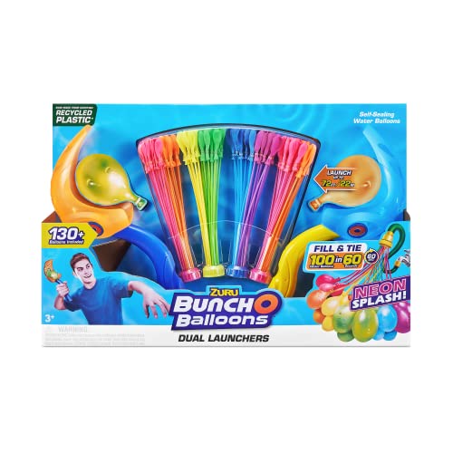 Bunch O Balloons Neon Colors with 2 Launchers + 4 Pack Water Balloons , for Outdoor, Children Summer Fun, 130+ Balloons + 2 Launchers - Image 7