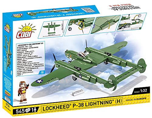COBI Historical Collection: World War II Lockheed P-38 Lightning (H) Plane,Green - Image 10