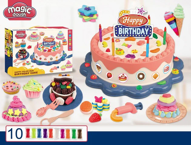 Colored Clay Set, Magic Dough Birthday Cake
