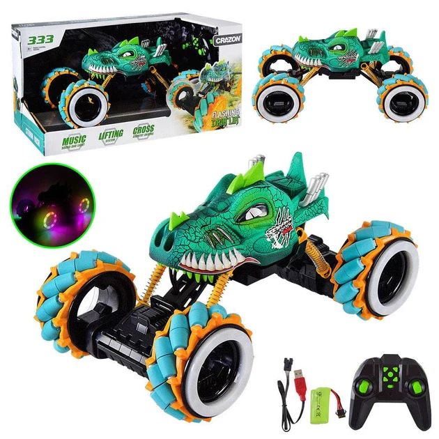 Crazon Flashing Frift Lift Remote Control car, Dinosaur-Themed Monster Truck - Image 2