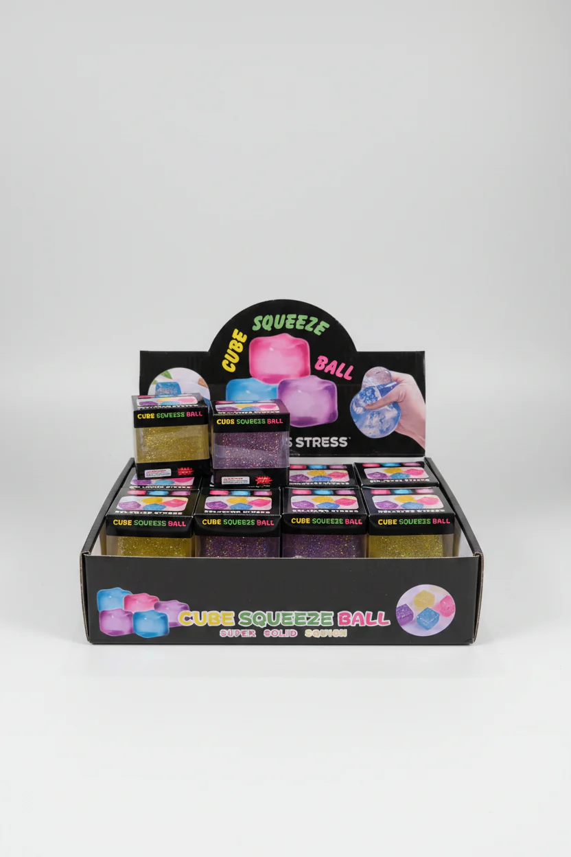 Cube Squeeze Ball, Color May Vary, Sold Individually
