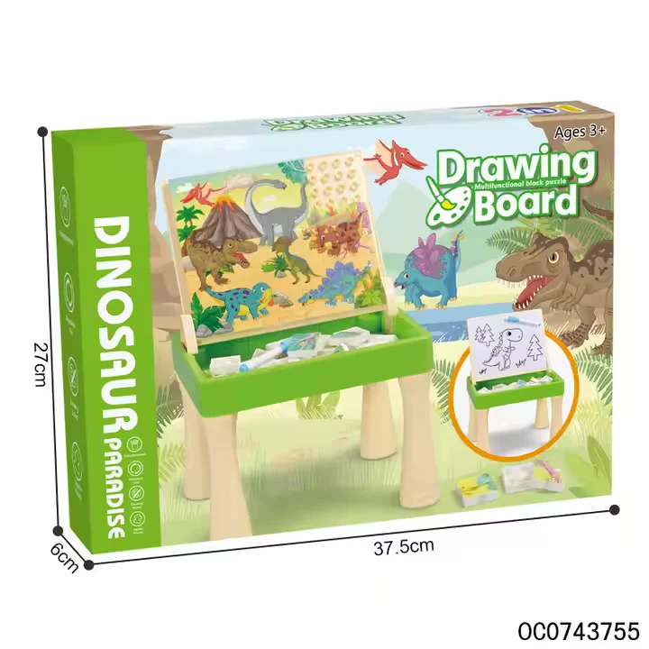 Dinosaur Puzzle Early Educational Art Desk Drawing Table, Learning Paint Art Sets for Children