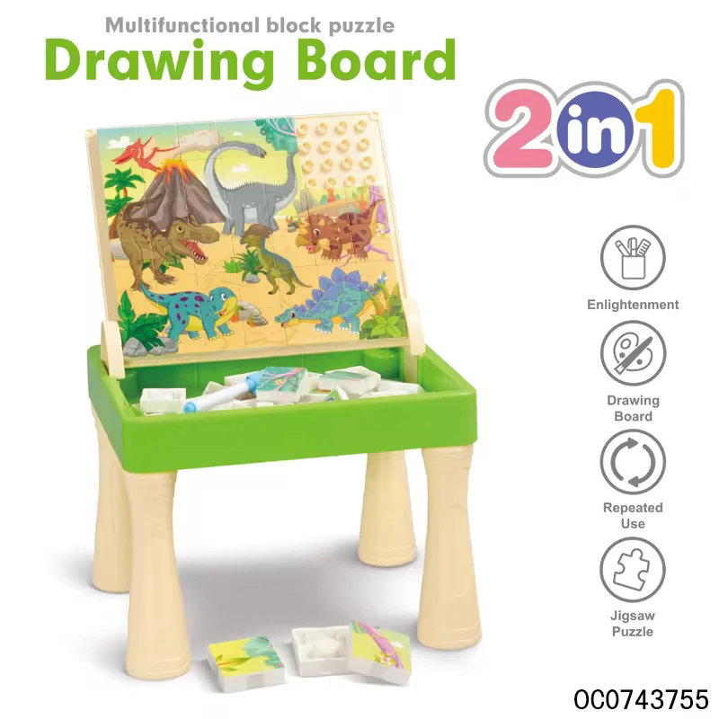 Dinosaur Puzzle Early Educational Art Desk Drawing Table, Learning Paint Art Sets for Children - Image 3