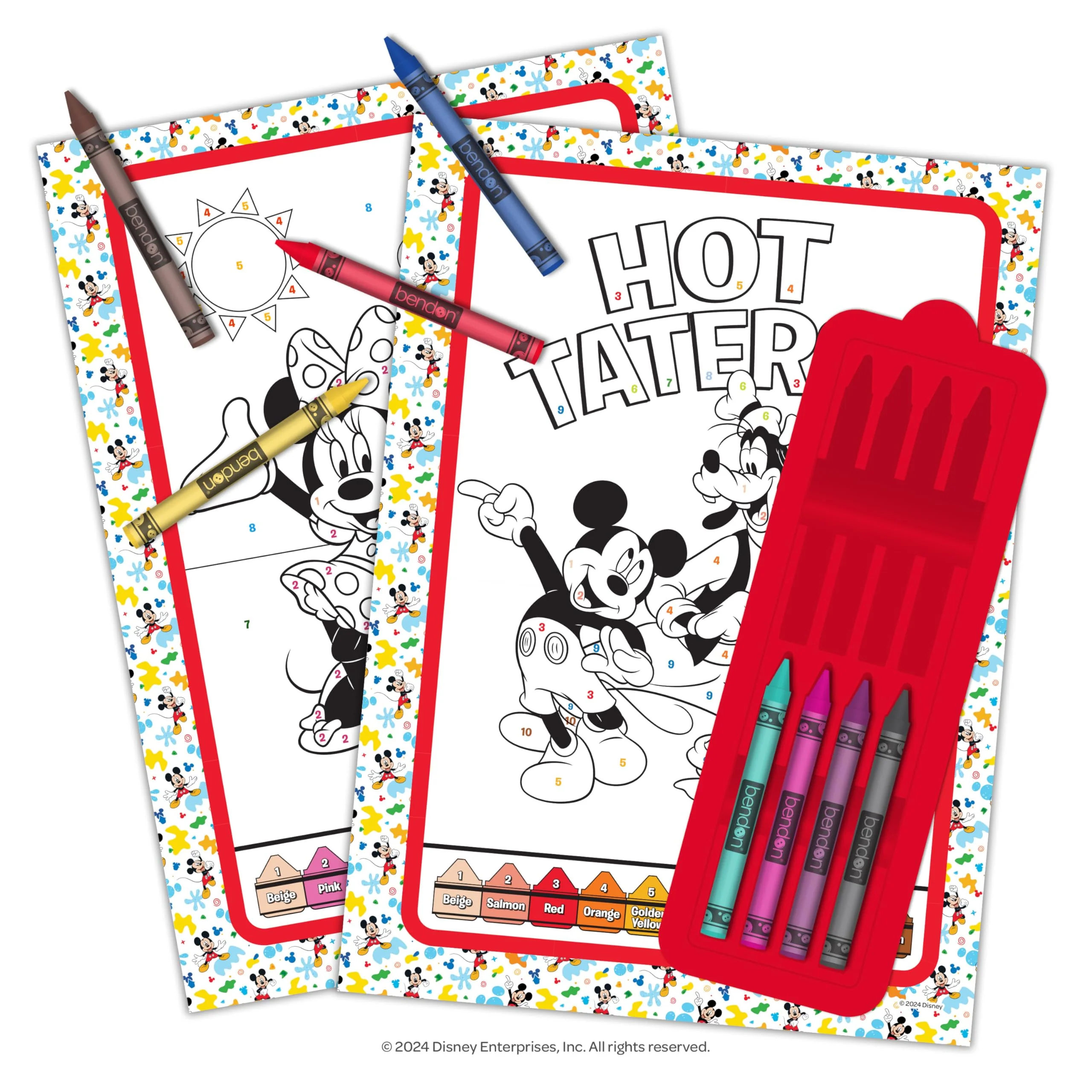 Disney Mickey Mouse 32 Page Color By Number with 8 Crayons, Bendon - Image 3