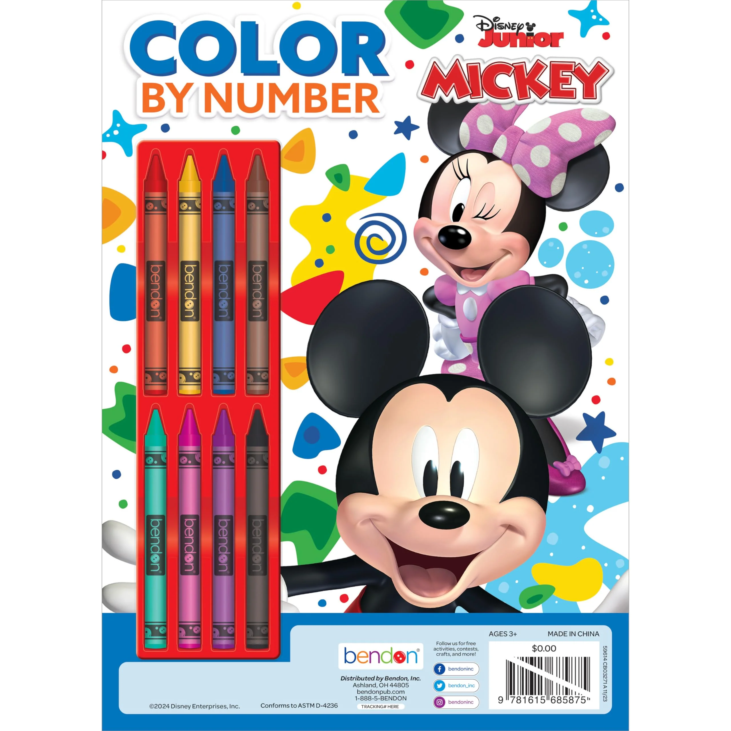 Disney Mickey Mouse 32 Page Color By Number with 8 Crayons, Bendon - Image 4
