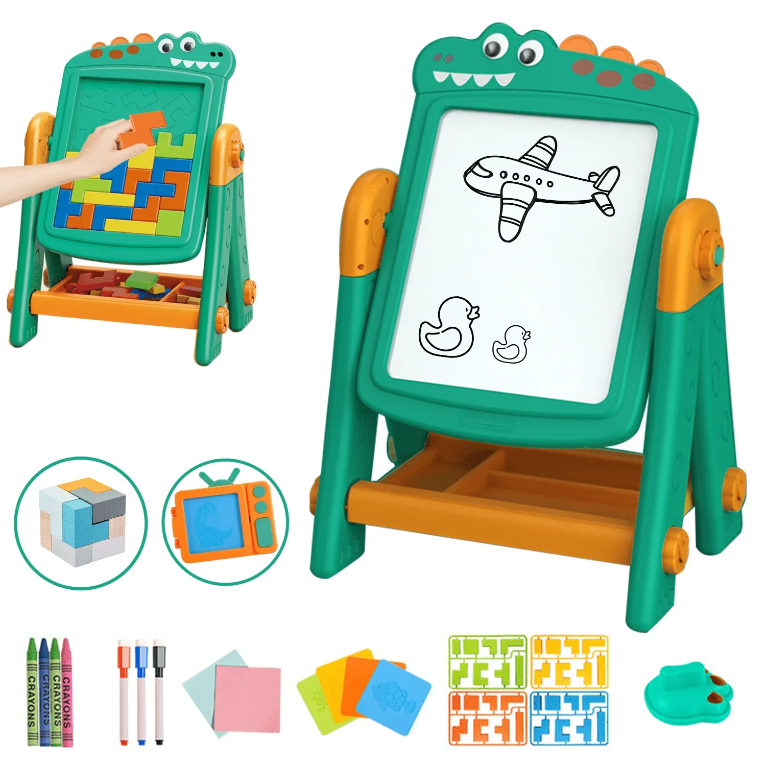 Easel For Kids, Kids Blackboard, Adjustable 3 in 1 Easel For Toddler, Double Drawing  Board With Painting Accessories - Image 3