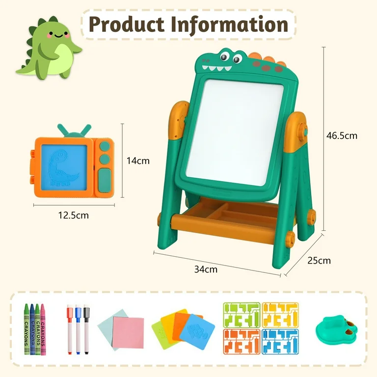 Easel For Kids, Kids Blackboard, Adjustable 3 in 1 Easel For Toddler, Double Drawing  Board With Painting Accessories - Image 4