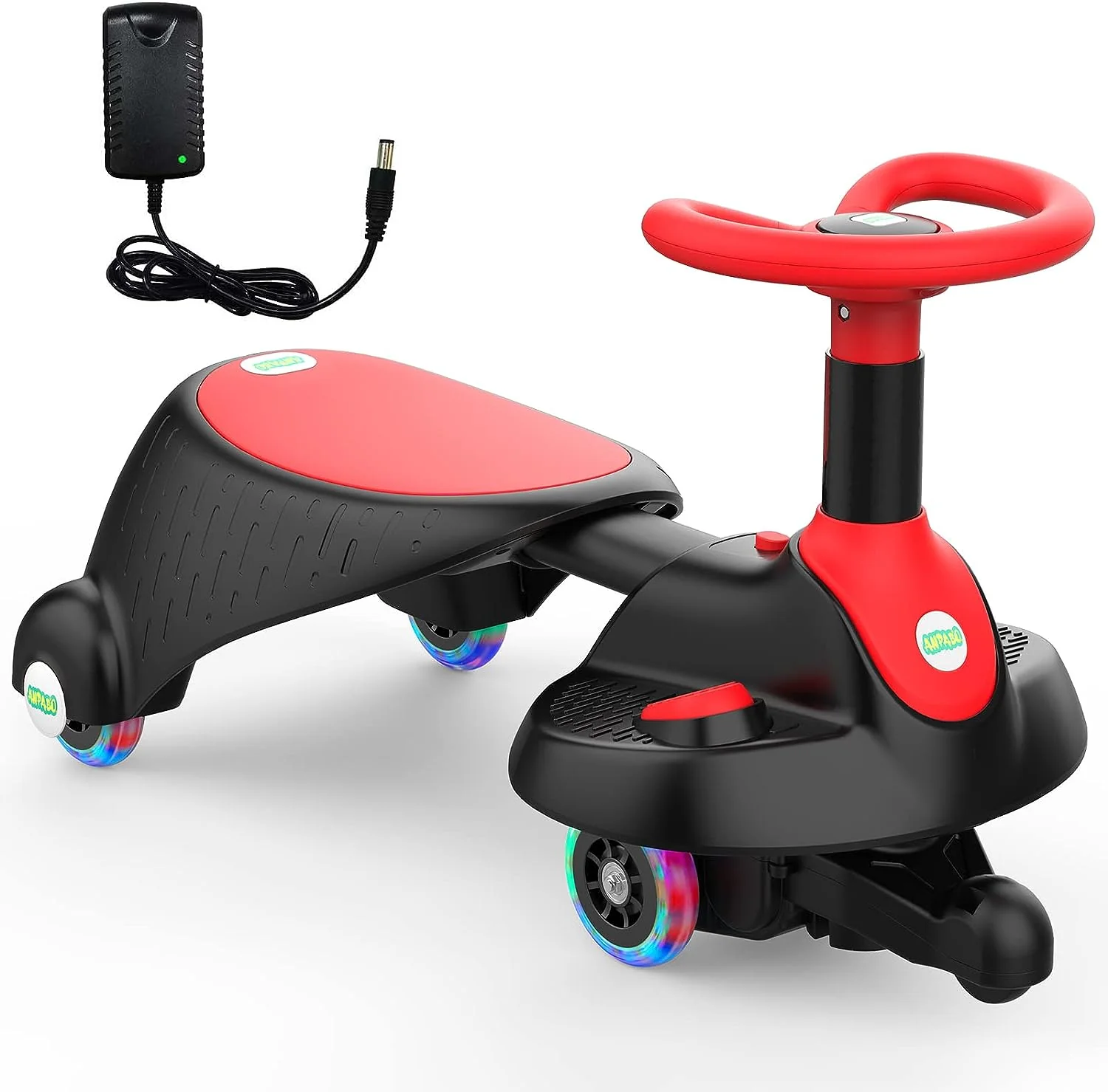 Electric Wiggle Car Ride On Toy, ANPABO 2 in 1 Wiggle Car with Rechargeable Battery and Pedal, Anti-Rollover Wheels with Colorful Lights, Swing Car for Toddlers and Kids Age 3 Years up - Image 14