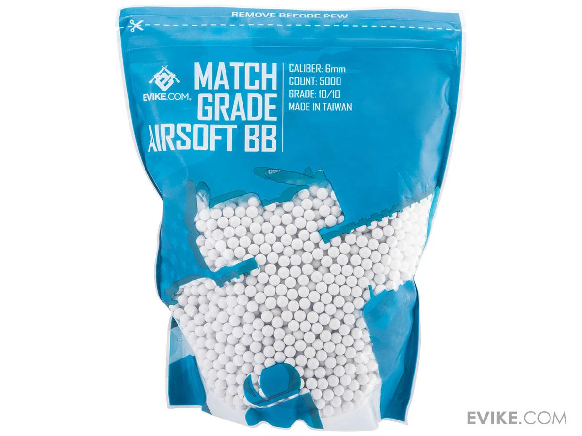 Evike MAX Precision 6mm Airsoft BBs, 0.23G 5000 Rounds/White