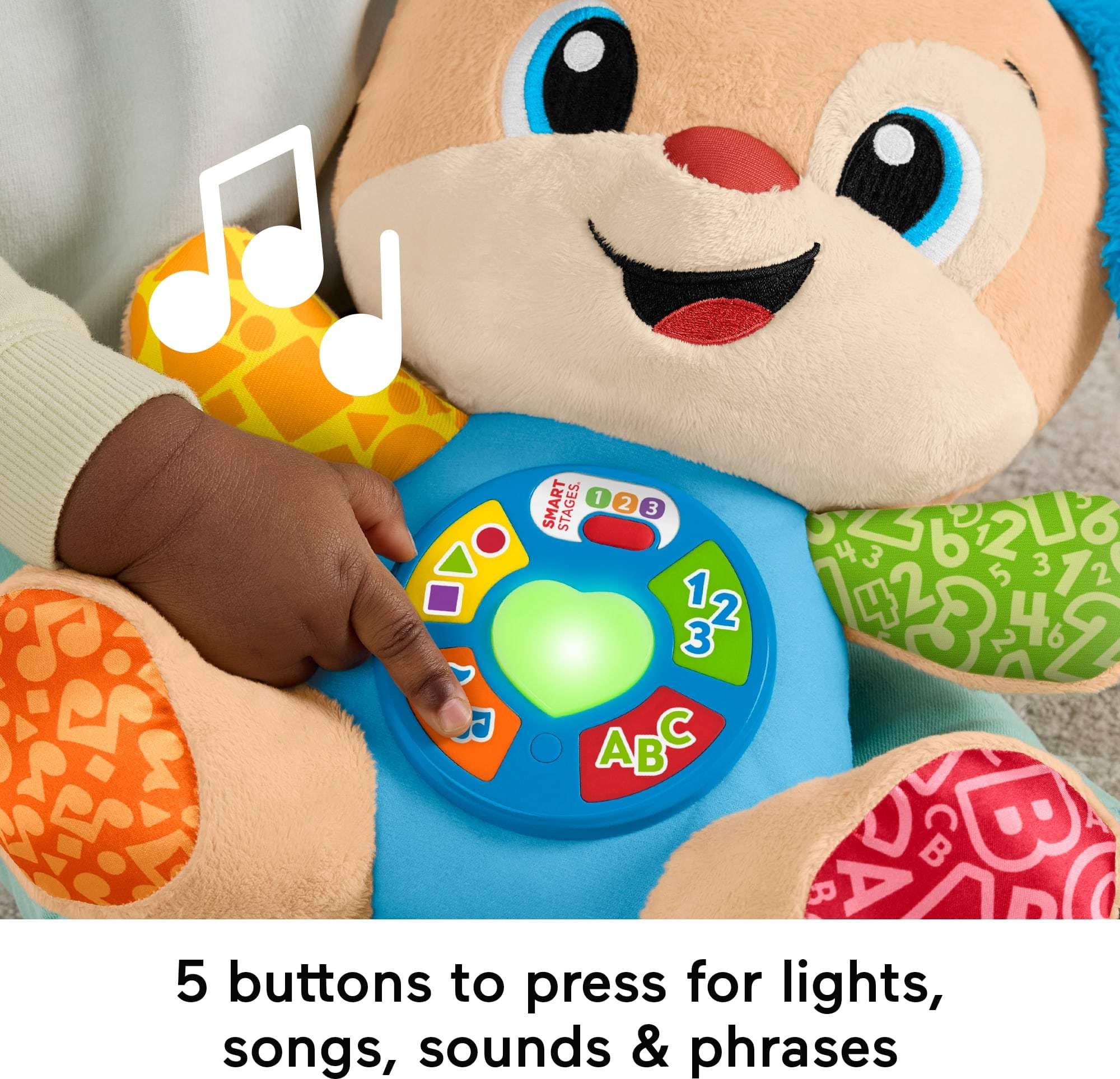 Fisher-Price Baby Toy Laugh & Learn Smart Stages Puppy Musical Plush with Lights & Learning Songs for Infants Ages 6+ Months - Image 4