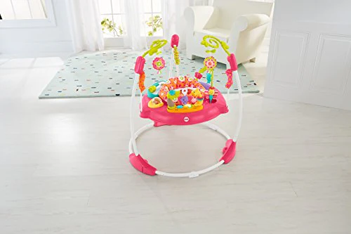Fisher-Price Jumperoo Baby Bouncer and Activity Center with Spinning Seat plus Lights Music Sounds and Baby Toys, Pink Petals - Image 9