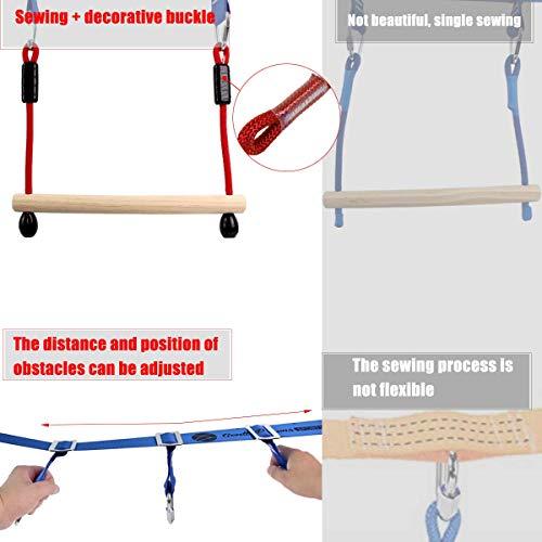 Ninja Warrior Obstacle Course for Kids, 65 FT Durable Slackline with 7 Obstacles-Swings, Monkey Bars, Arm Trainers and More, Weatherproof Outdoor Obstacle Course for Backyard, Gym, Field,3+ Years Old - Image 3