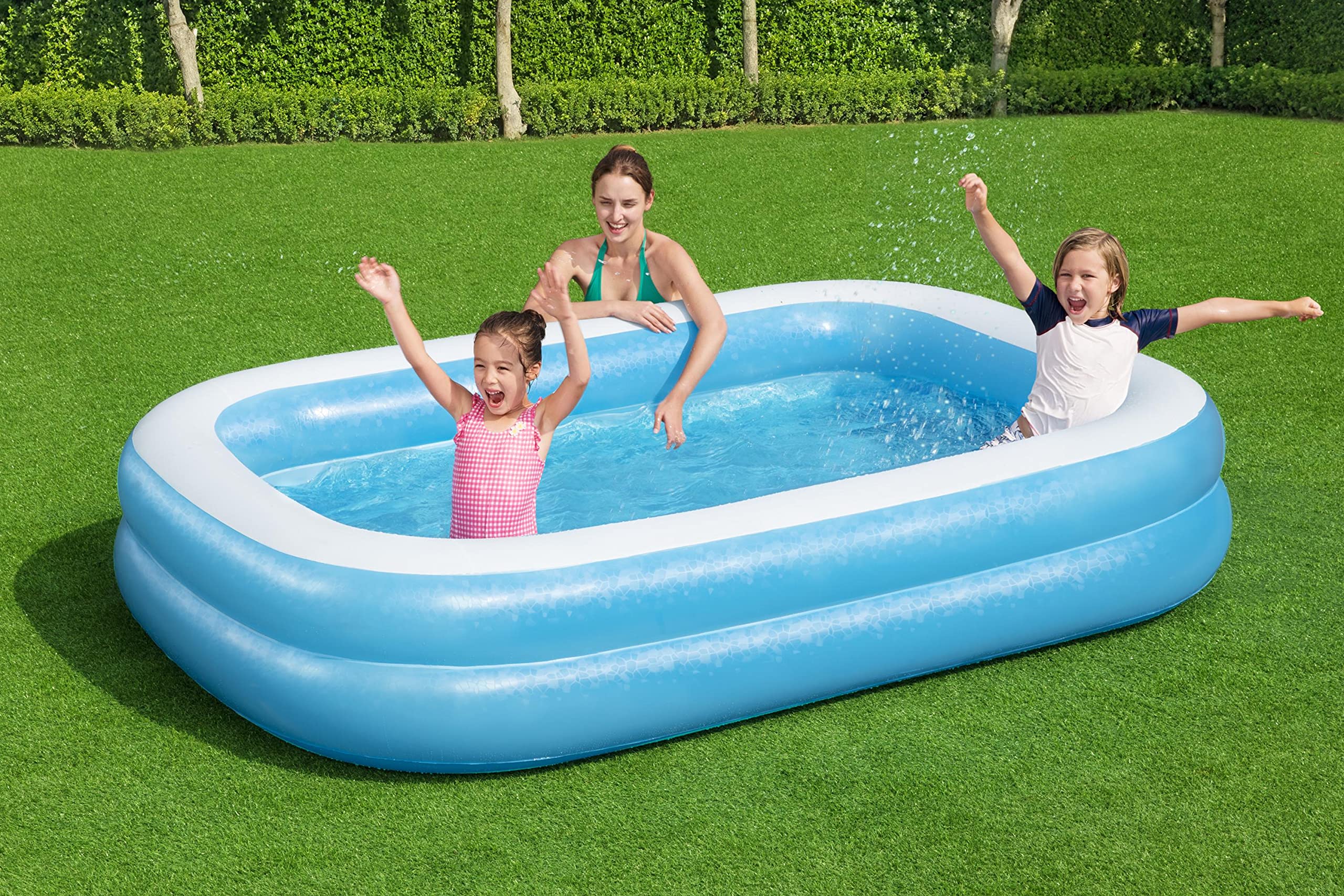 H2OGO! Blue Rectangular 8'6" Inflatable Family Pool | Perfect for Kids, Ages 6+ - Image 3