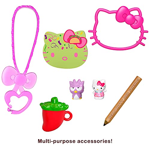 Hello Kitty Taco Party Compact Playset with 2 Sanrio Minis Figures, Stationery Notepad and Accessories - Image 11