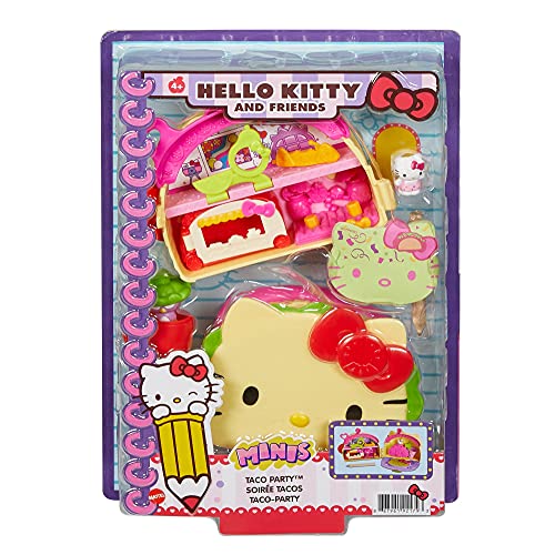 Hello Kitty Taco Party Compact Playset with 2 Sanrio Minis Figures, Stationery Notepad and Accessories - Image 7