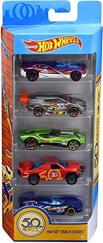 HOT WHEELS 50th Track Stars 5-pack, Car Styles May Vary