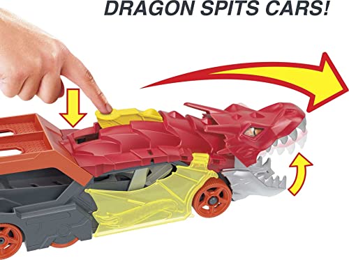 Hot Wheels City Dragon Launch Transporter, Spits Toy Cars From Its Mouth, Connects To Other Sets, Holds Up To 5 Toy Vehicles, Includes 1 Hot Wheels - Image 6