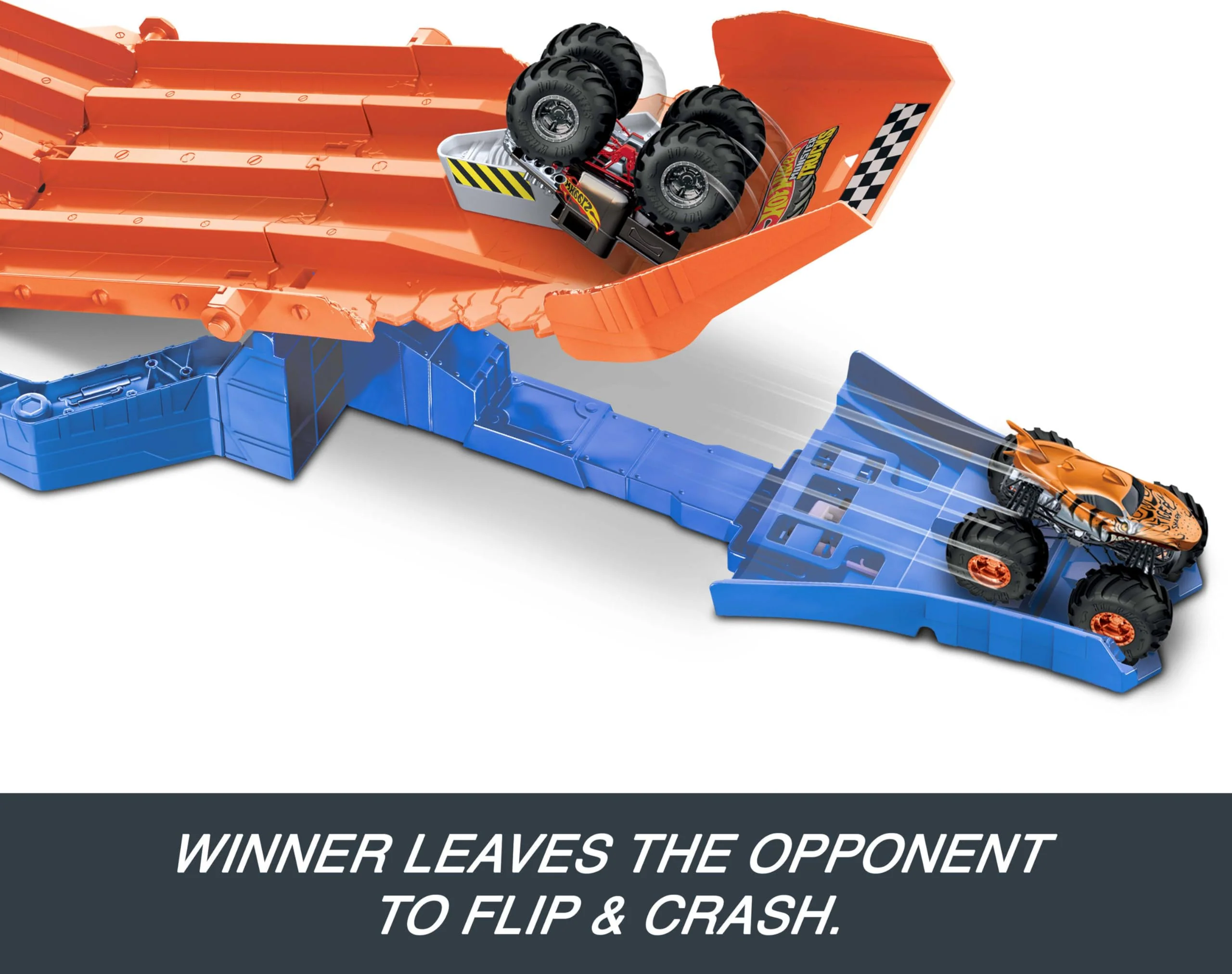 Hot Wheels Monster Truck! Survival Race! Ride On Toy Playset with 2 Mini Cars for Ages 4+ Orange - Image 4
