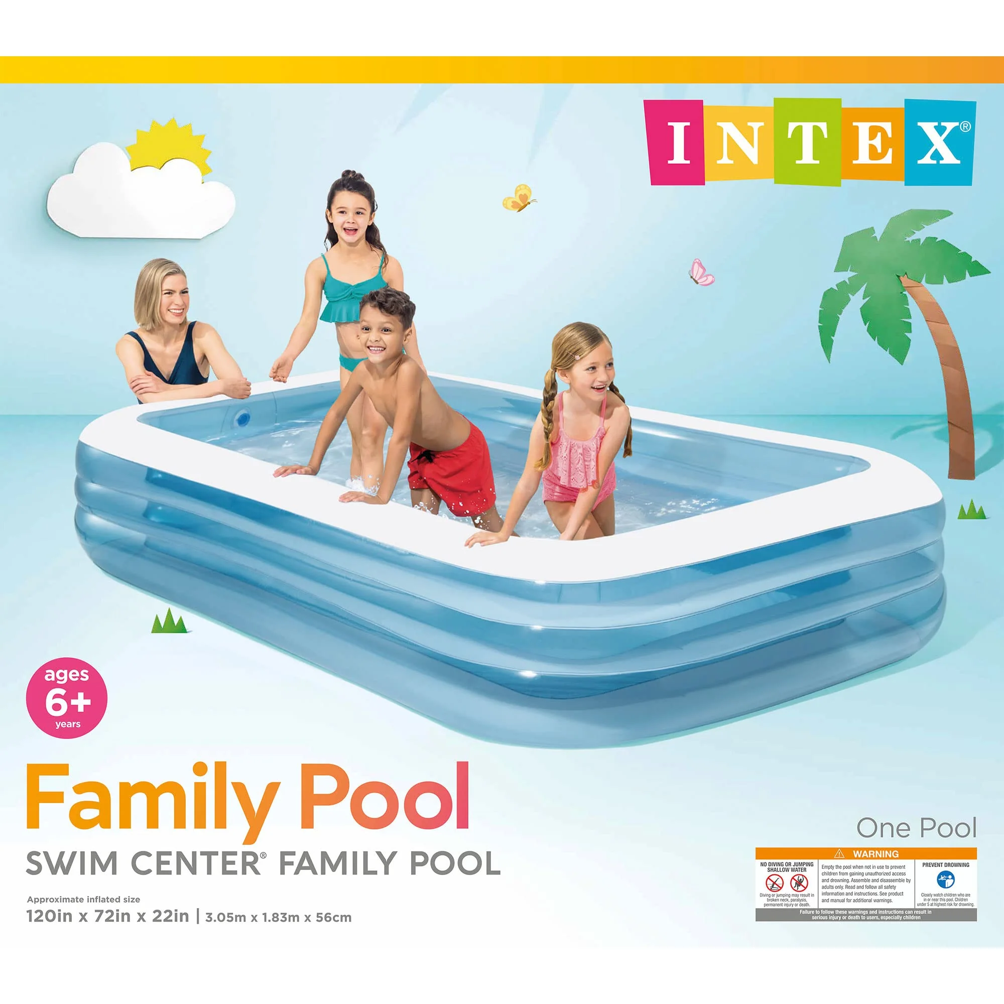 INTEX 58484EP Swim Center Inflatable Family Pool: 277 Gallon Capacity – 120" x 72" x 22" – Blue - Image 2