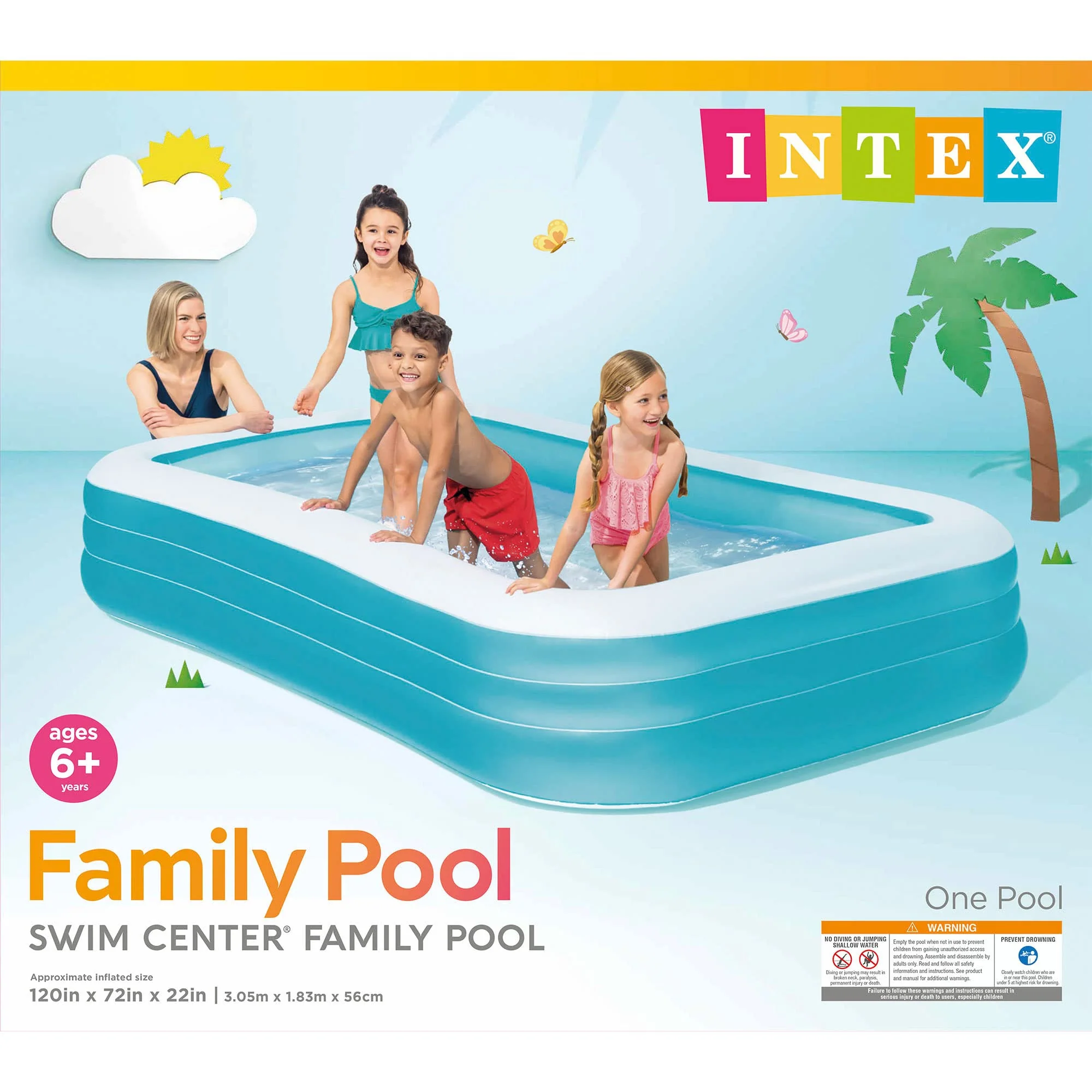 INTEX 58484EP Swim Center Inflatable Family Pool: 277 Gallon Capacity – 120" x 72" x 22" – Blue - Image 3