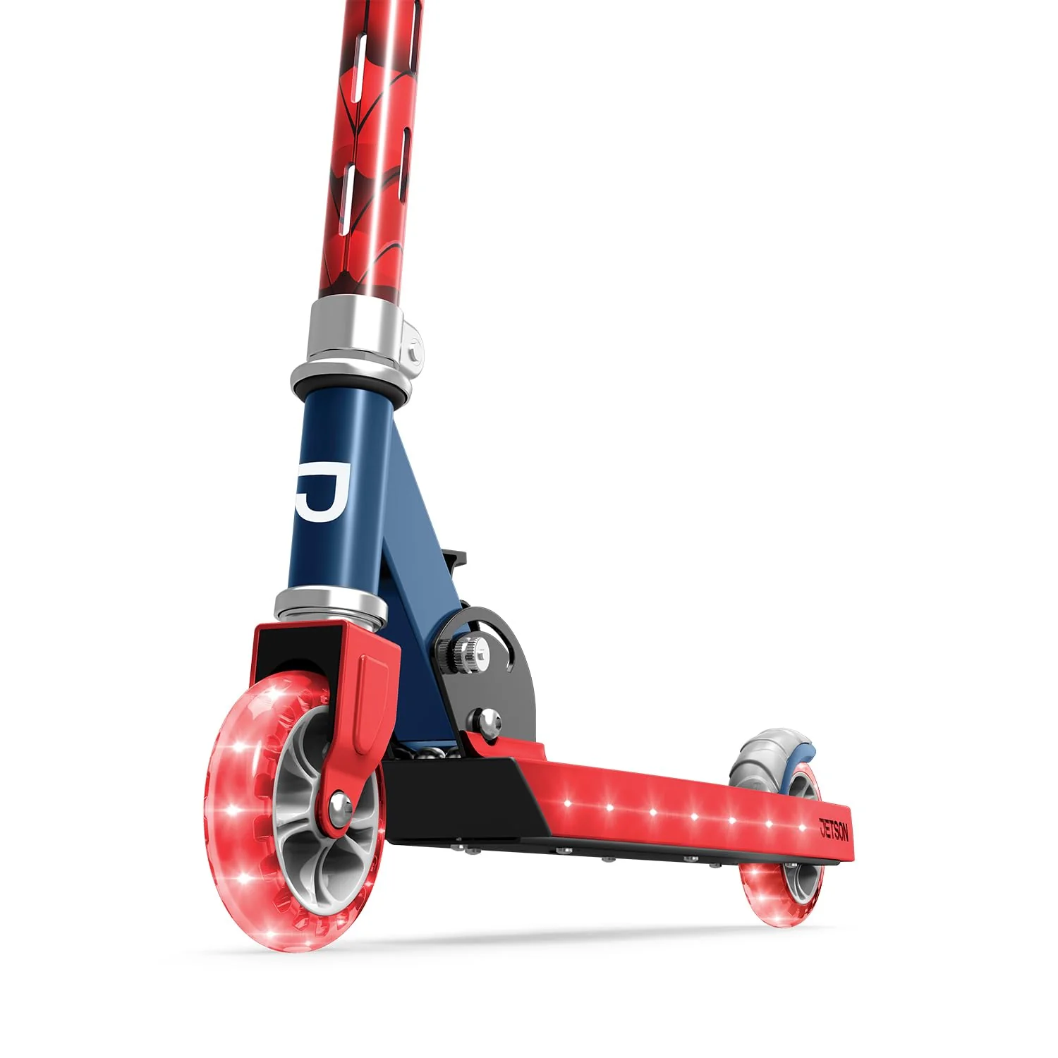 Jetson Marvel Spider-Man 2-Wheel Light-Up Kids Kick Scooter, LED Lights on Handlebar, Stem, Wheels & Deck, Adjustable Handlebar, Rear Brake, Lightweight, Easy-Fold Mechanism, Ages 5+, JSPMN-2KIK - Image 8