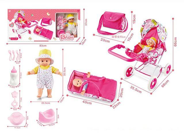 Kids Baby Doll Stroller Set With Accessories - Image 2
