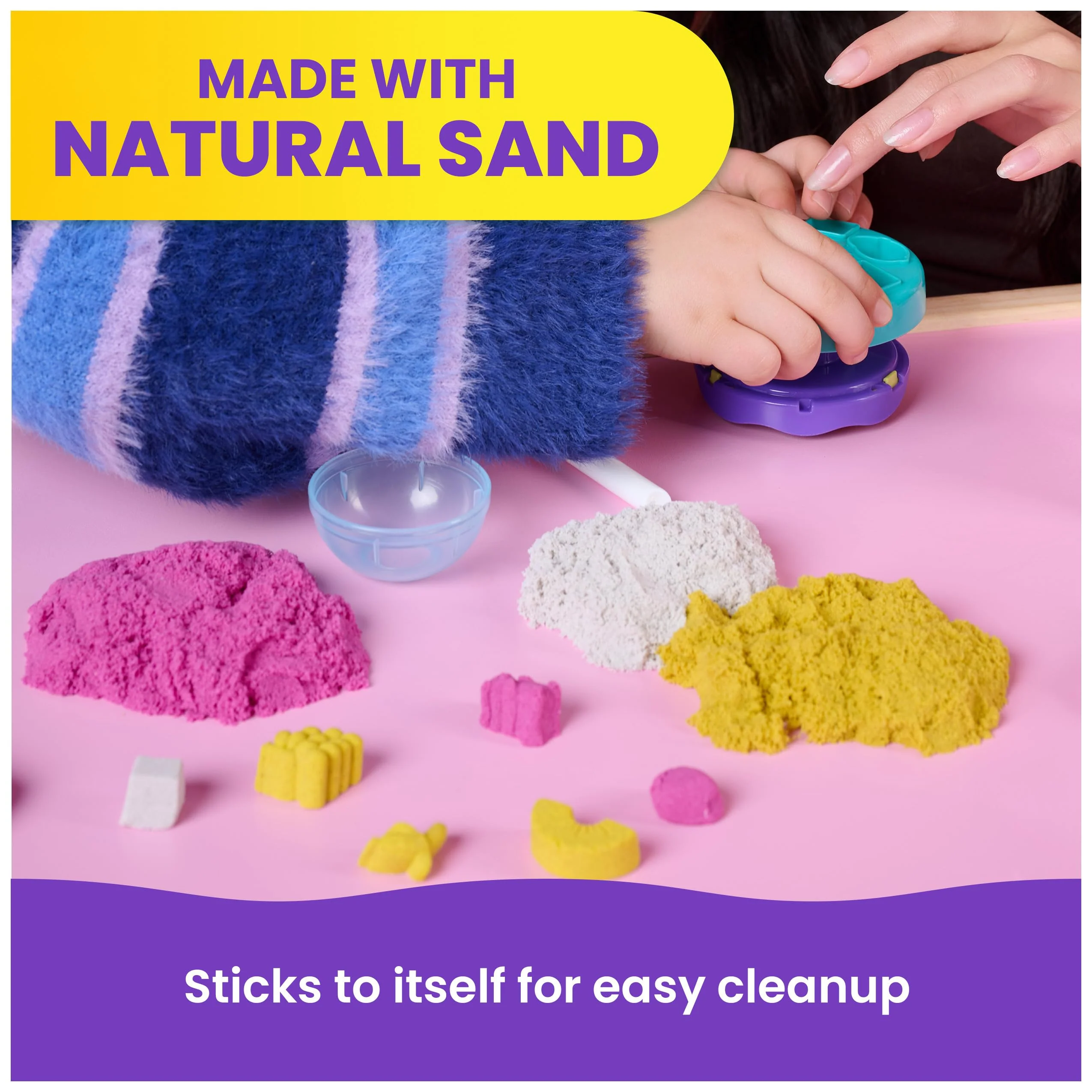 Kinetic Sand, Smoothie Mixer Playset, Easter Basket Stuffers, Includes 14 oz Moldable Play Sand, Tools & Popsicle Mold, Play Food Toy - Image 3