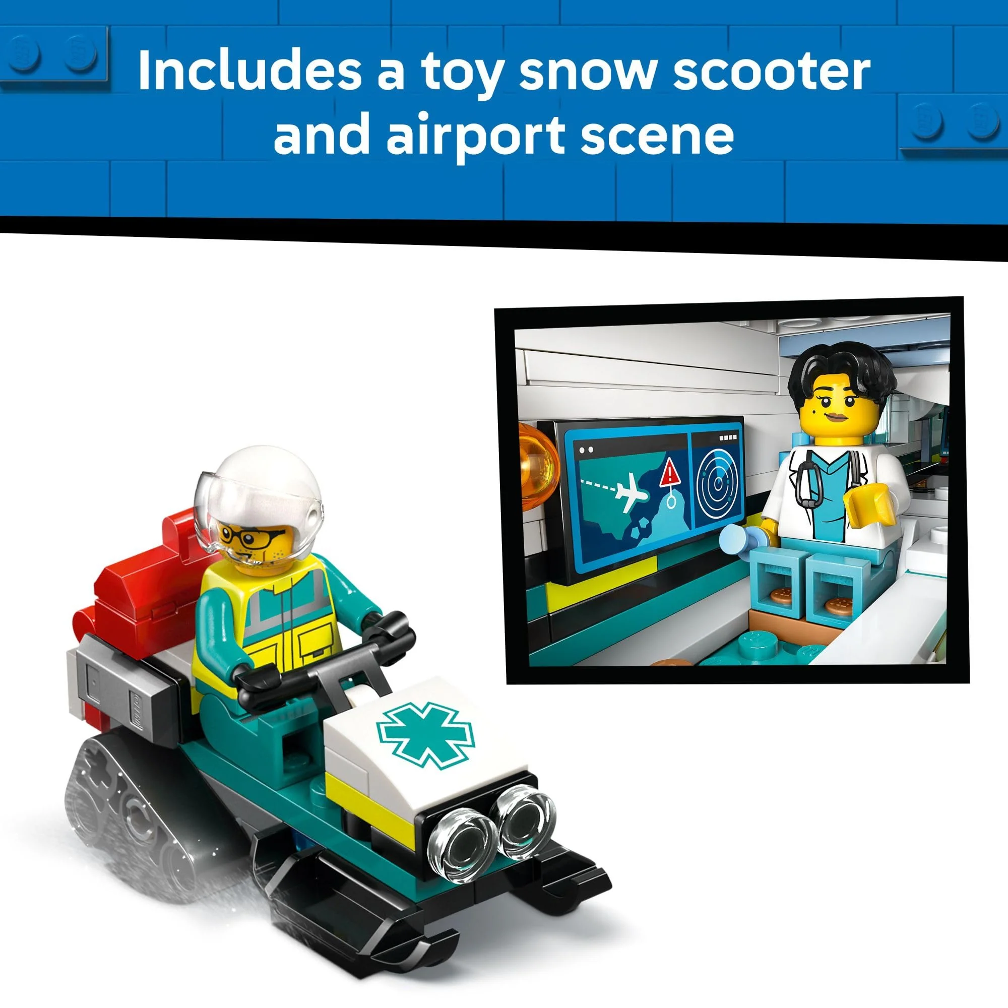 LEGO City Emergency Air Ambulance Airplane Building Toy for Kids - Pretend Play Rescue Airplane Model for Boys & Girls, Ages 6+ - Building Blocks W/Hero Minifigures - Gift Idea for Birthdays - 60465 - Image 3