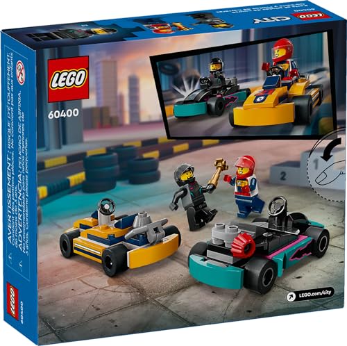 LEGO City Go-Karts and Race Drivers Toy Playset, 2 Driver Minifigures, Racing Vehicle Car Toy, Fun Race Car Toy Gift for Kids Aged 5 and Up, 60400 - Image 2