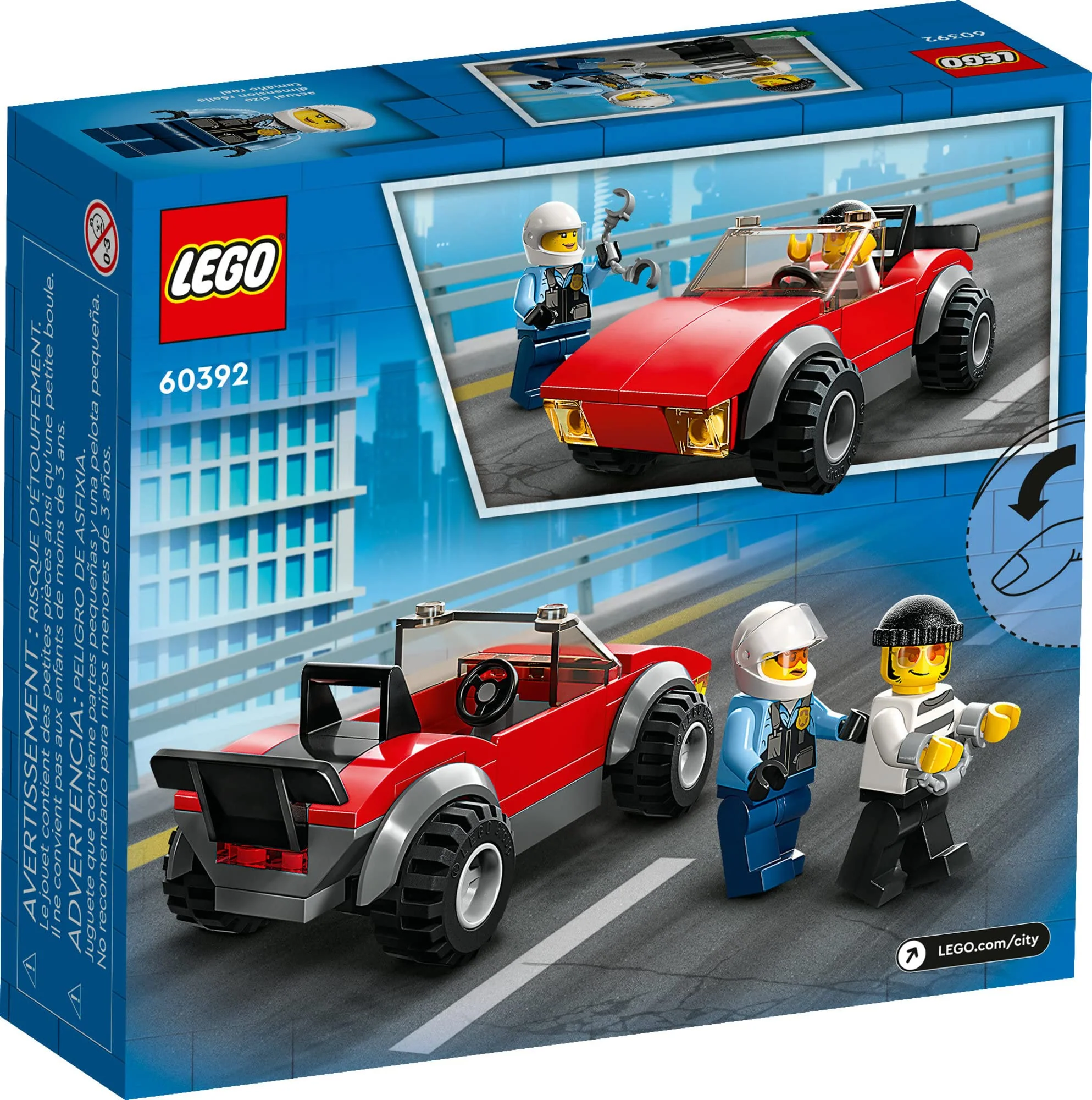 LEGO City Police Bike Car Chase 60392, Toy with Racing Vehicle & Motorbike Toys for 5 Plus Year Olds, Kids Gift Idea, Set Featuring 2 Officer Minifigures - Image 2