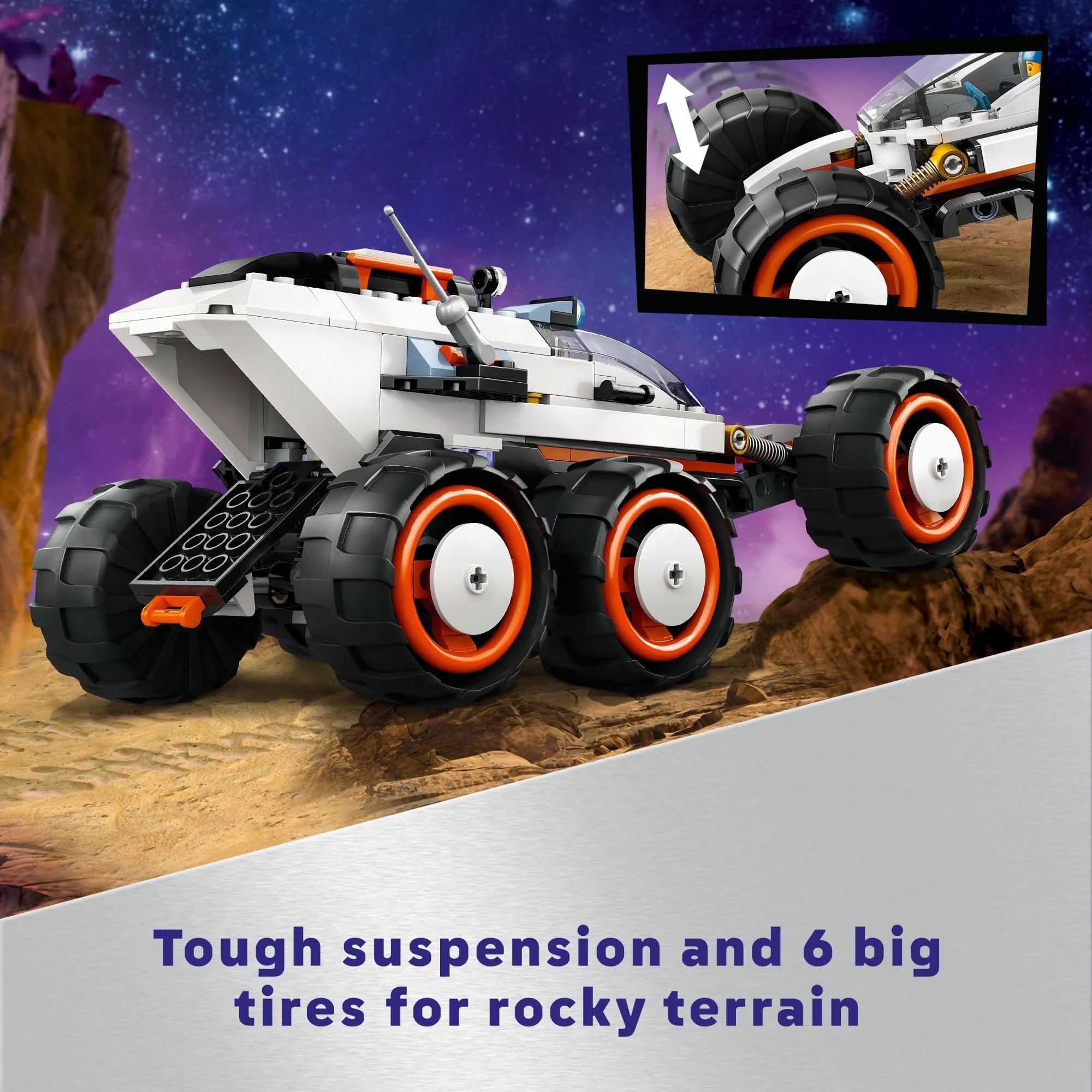 LEGO City Space Explorer Rover and Alien Life Toy, Space Gift for Boys and Girls Ages 6 and Up with 2 Minifigures, Robot and Extraterrestrial Figures, Pretend Play STEM Toy, 60431 - Image 6