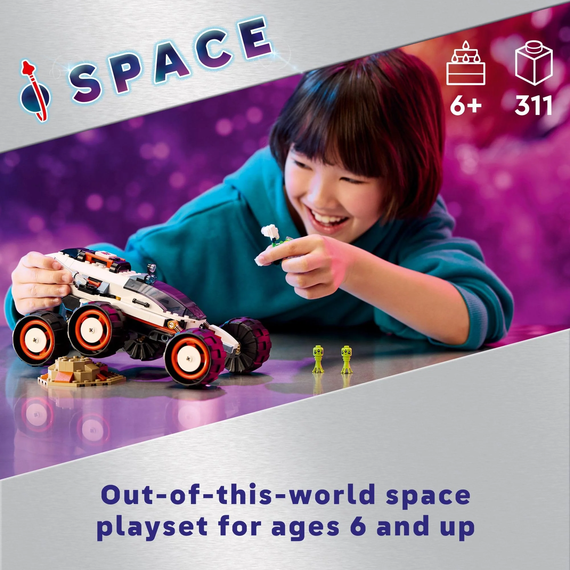LEGO City Space Explorer Rover and Alien Life Toy, Space Gift for Boys and Girls Ages 6 and Up with 2 Minifigures, Robot and Extraterrestrial Figures, Pretend Play STEM Toy, 60431 - Image 7