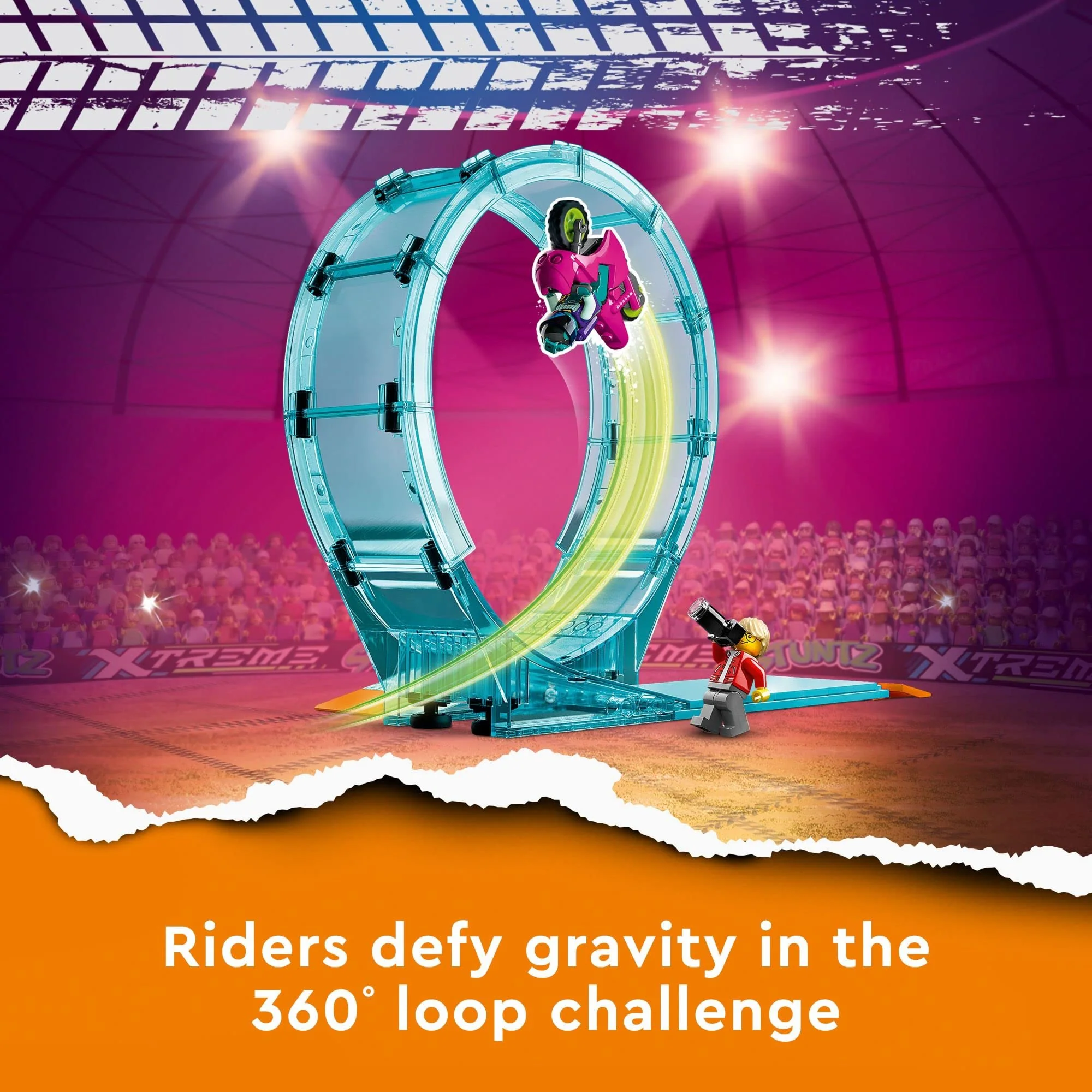 LEGO City Stuntz Ultimate Stunt Riders Challenge 60361, 3in1 Stunts for 1 or 2 Player Action, with 2 Flywheel-Powered Toy Motorcycles for Kids, 2023 Set - Image 5