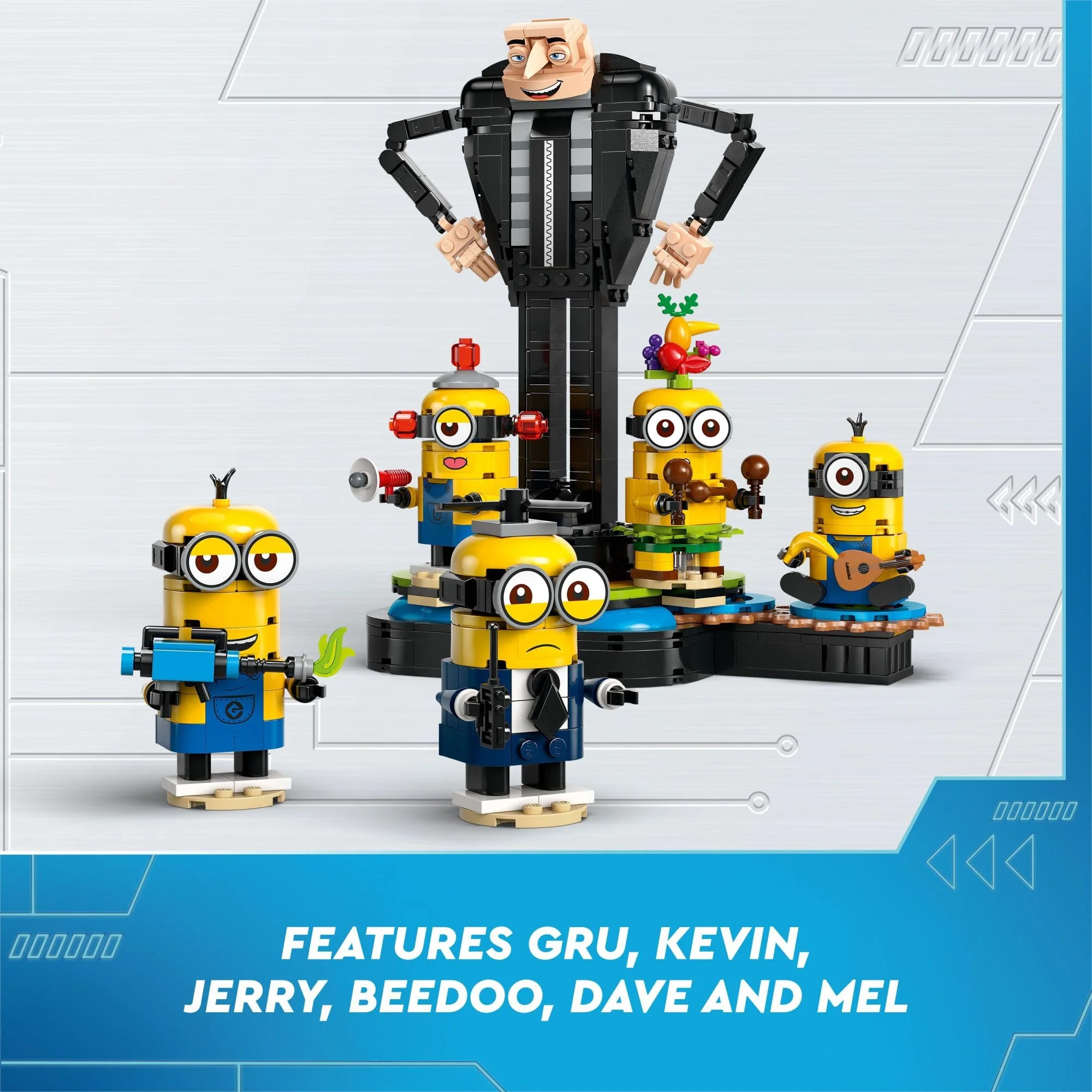 LEGO Despicable Me 4 Brick-Built Gru and Minions Figure, Buildable Minions Toy for Kids, Dancing Despicable Me Toy Figures Playset, Play-and-Display Minions Birthday Gift for Boys and Girls, 75582 - Image 2